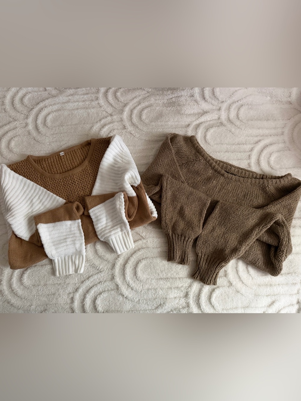 Women's Knit Sweaters Set of 2 - Brown & Cream, Size S, NWOT, Cozy Comfy Sweater